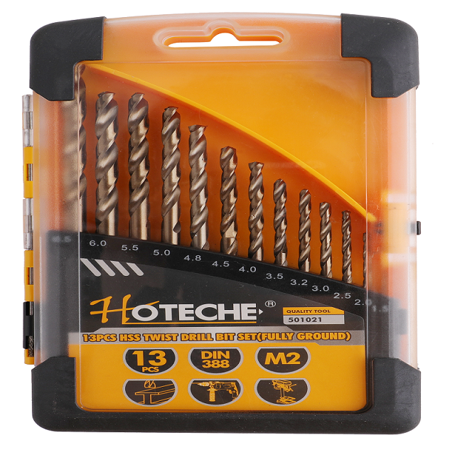 Juego de brocas helicoidales HSS 13PCS （TOTALMENTE A TIERRA）