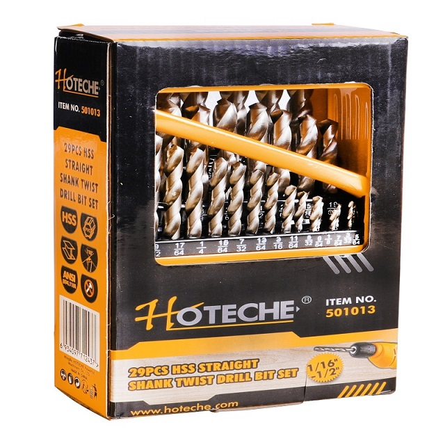 Juego de brocas helicoidales de vástago recto HSS de 29 piezas