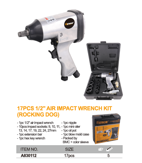KIT DE LLAVE DE IMPACTO DE AIRE DE 17 PIEZAS (PERRO ROCKING) -3